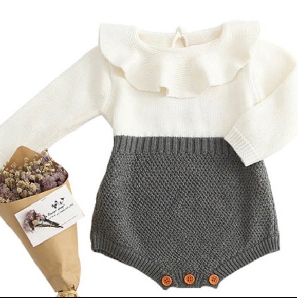 Putars Other - Baby Girl Knit Romper Peter Pan Collar baby romper